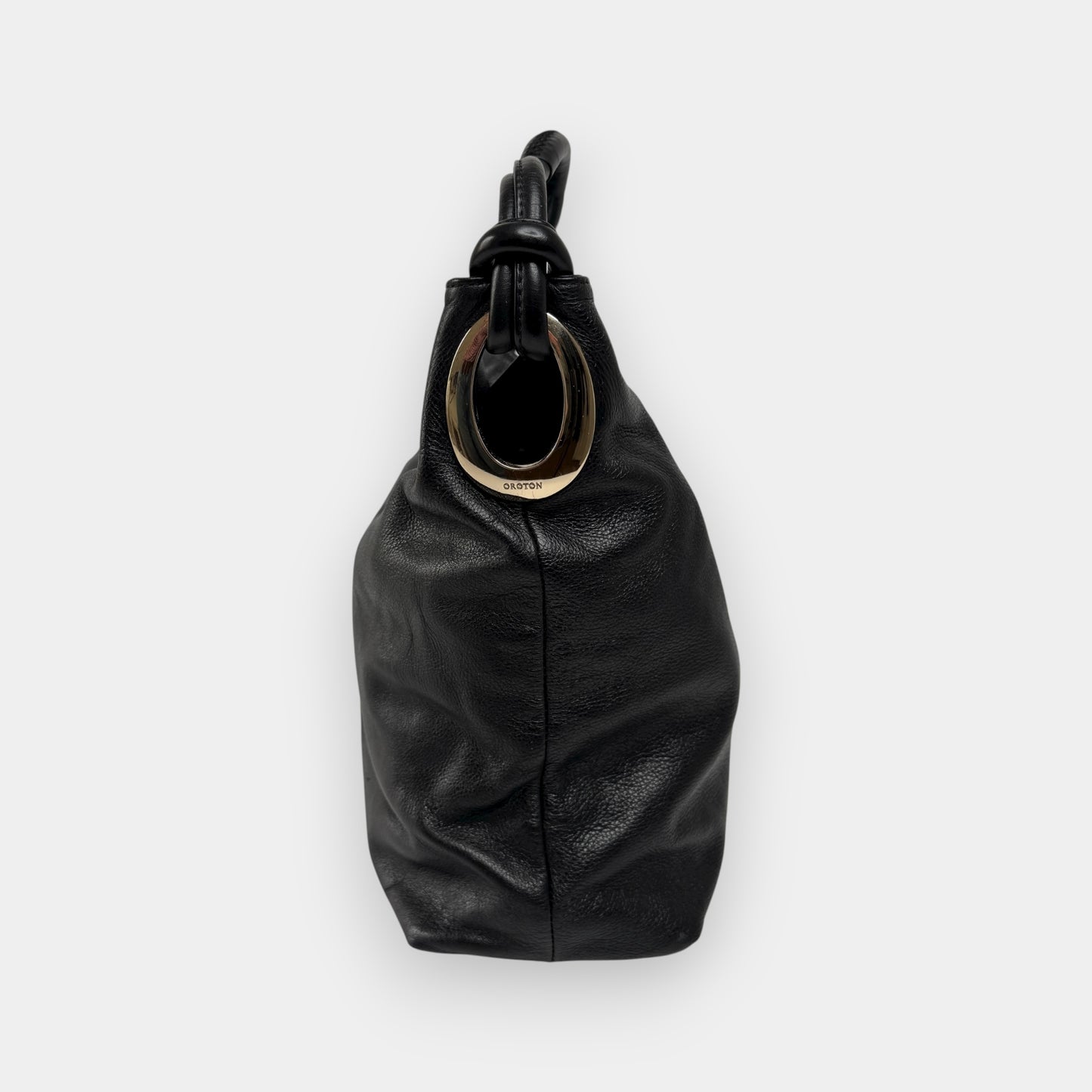 Oroton Black Leather Slouchy Large Hobo Bag