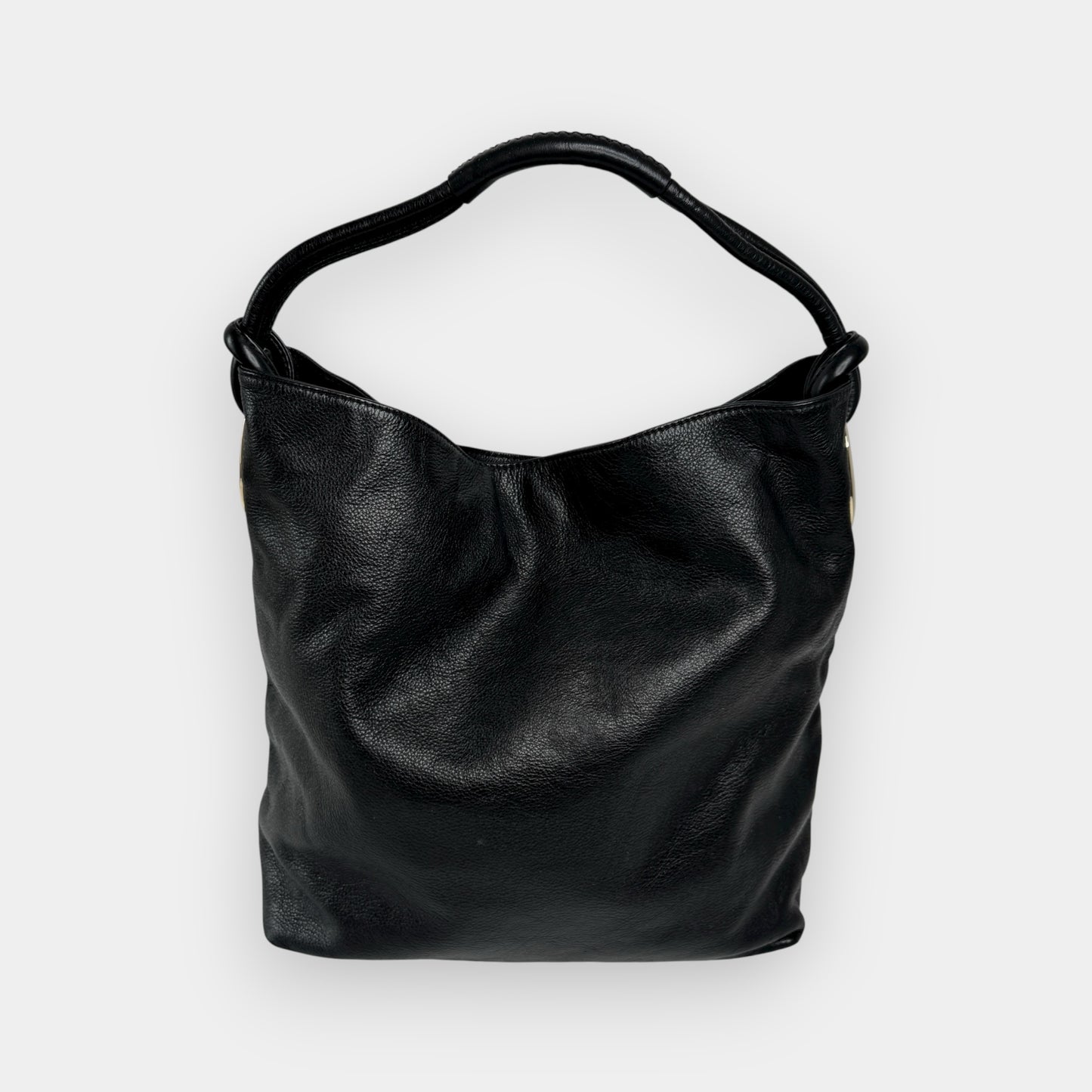 Oroton Black Leather Slouchy Large Hobo Bag