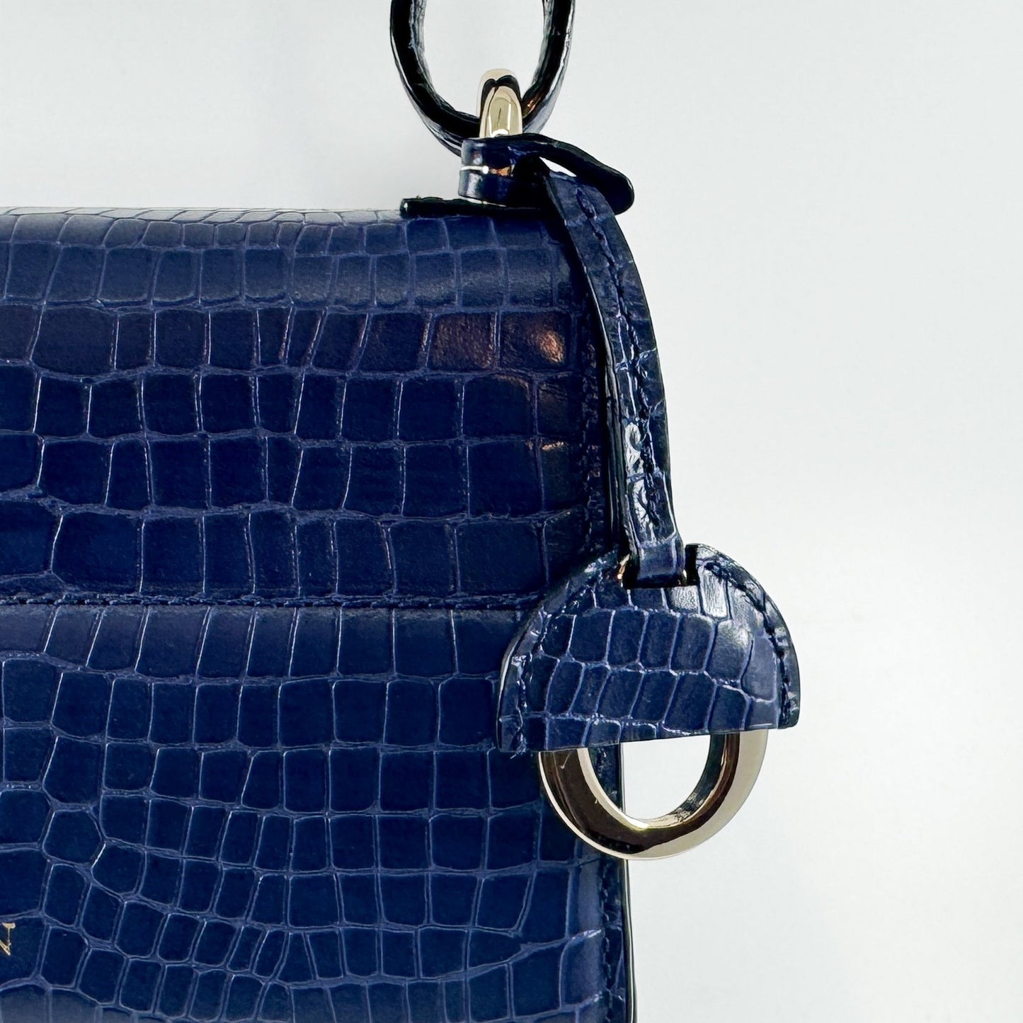 Oroton Blue Croc Textured Leather Forte Shoulder Bag