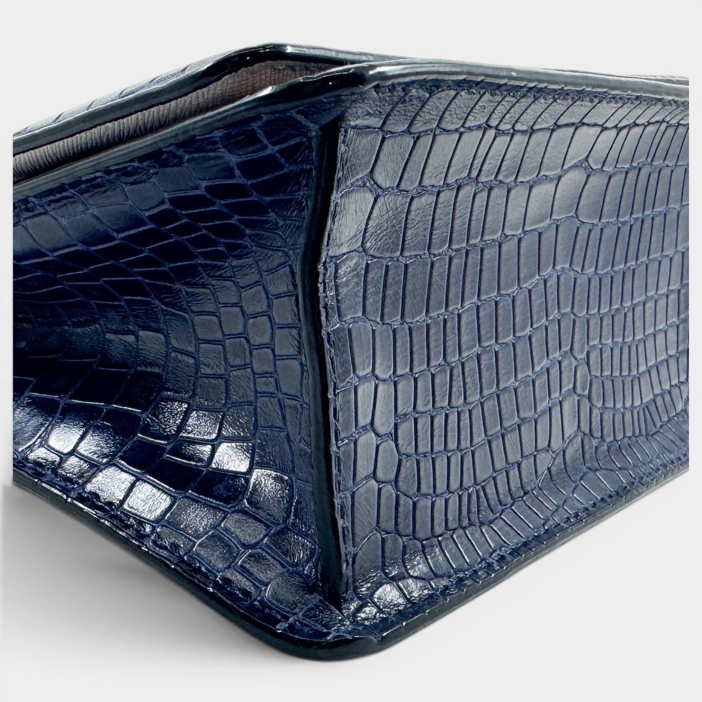 Oroton Blue Croc Textured Leather Forte Shoulder Bag
