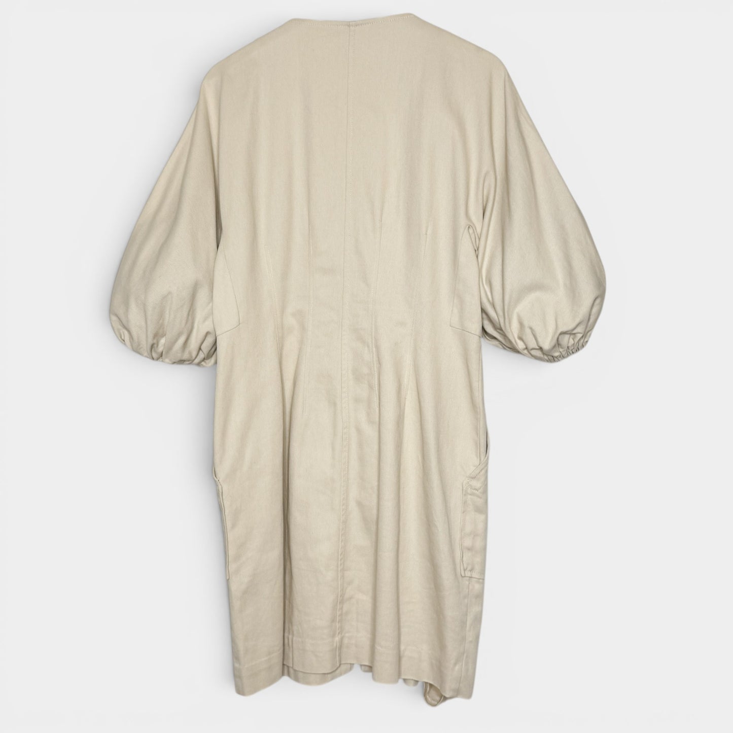 Oroton Creamy Beige Cotton Puff Sleeve Short Dress AU14