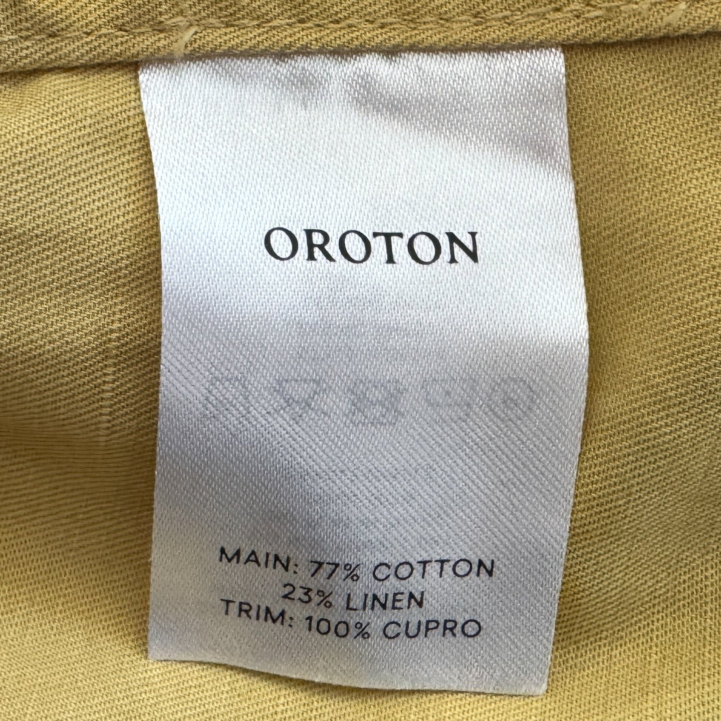 Oroton Yellow Cotton Linen Long Sleeve Belted Dress AU14