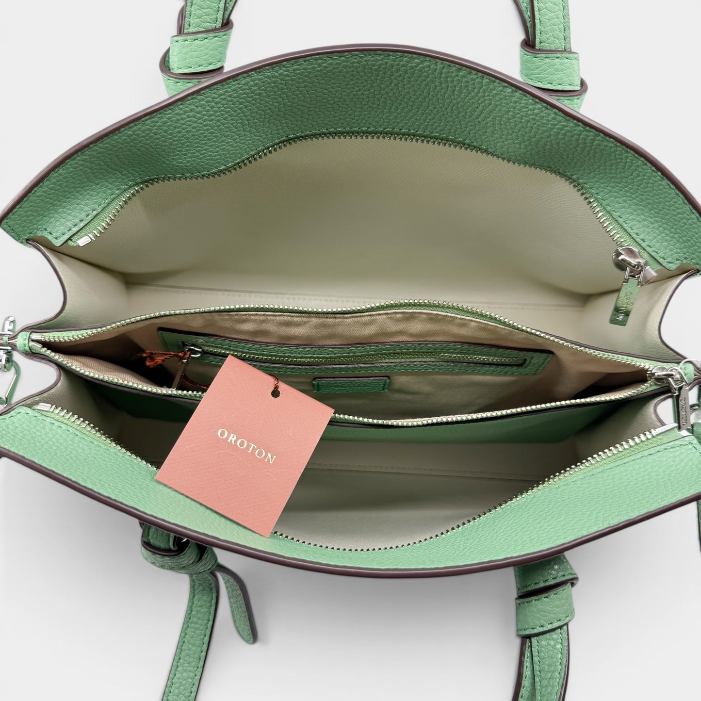 Oroton Light Fern Green Atlas Day Tote & Shoulder Bag
