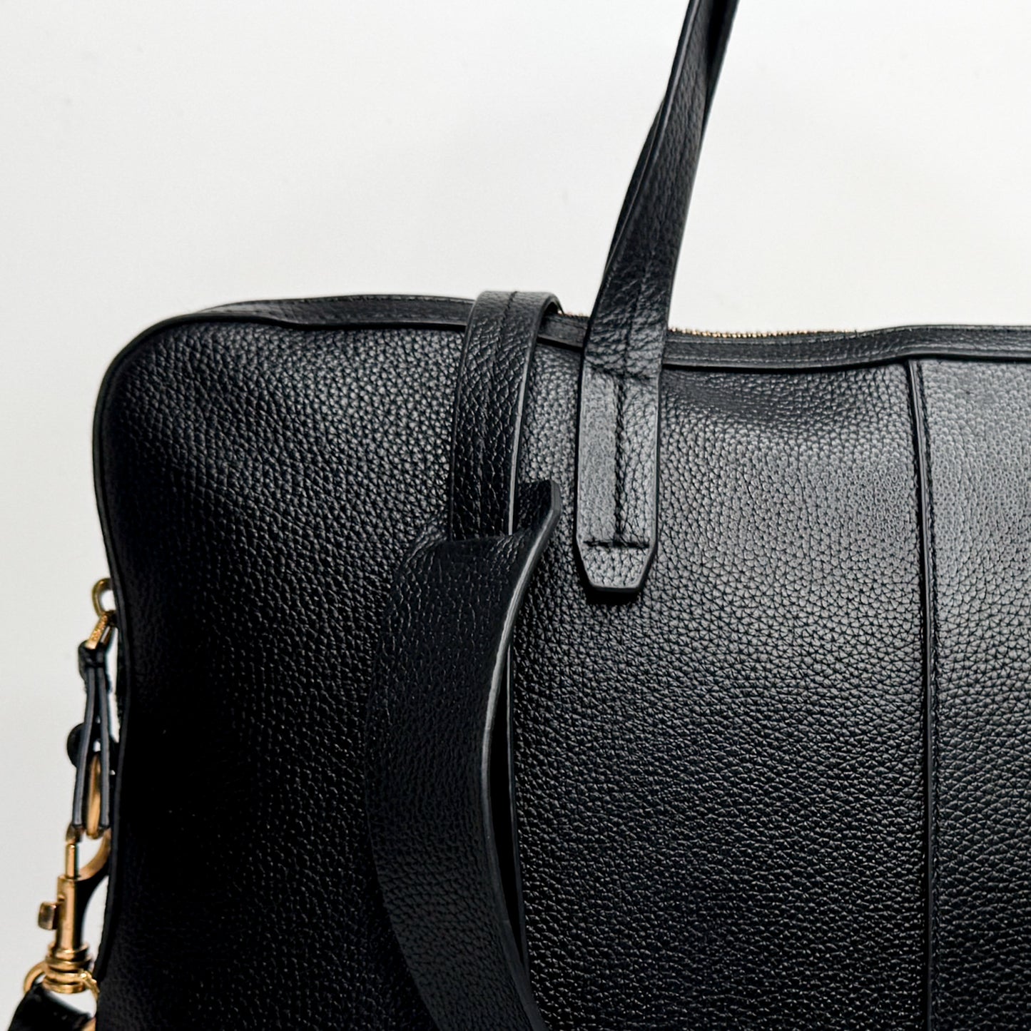Oroton Black Grainy Leather Lilly Laptop Bag Medium