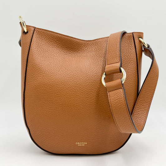 Oroton Tan Brown Leather Avalon Mini Hobo Crossbody & Shoulder Bag