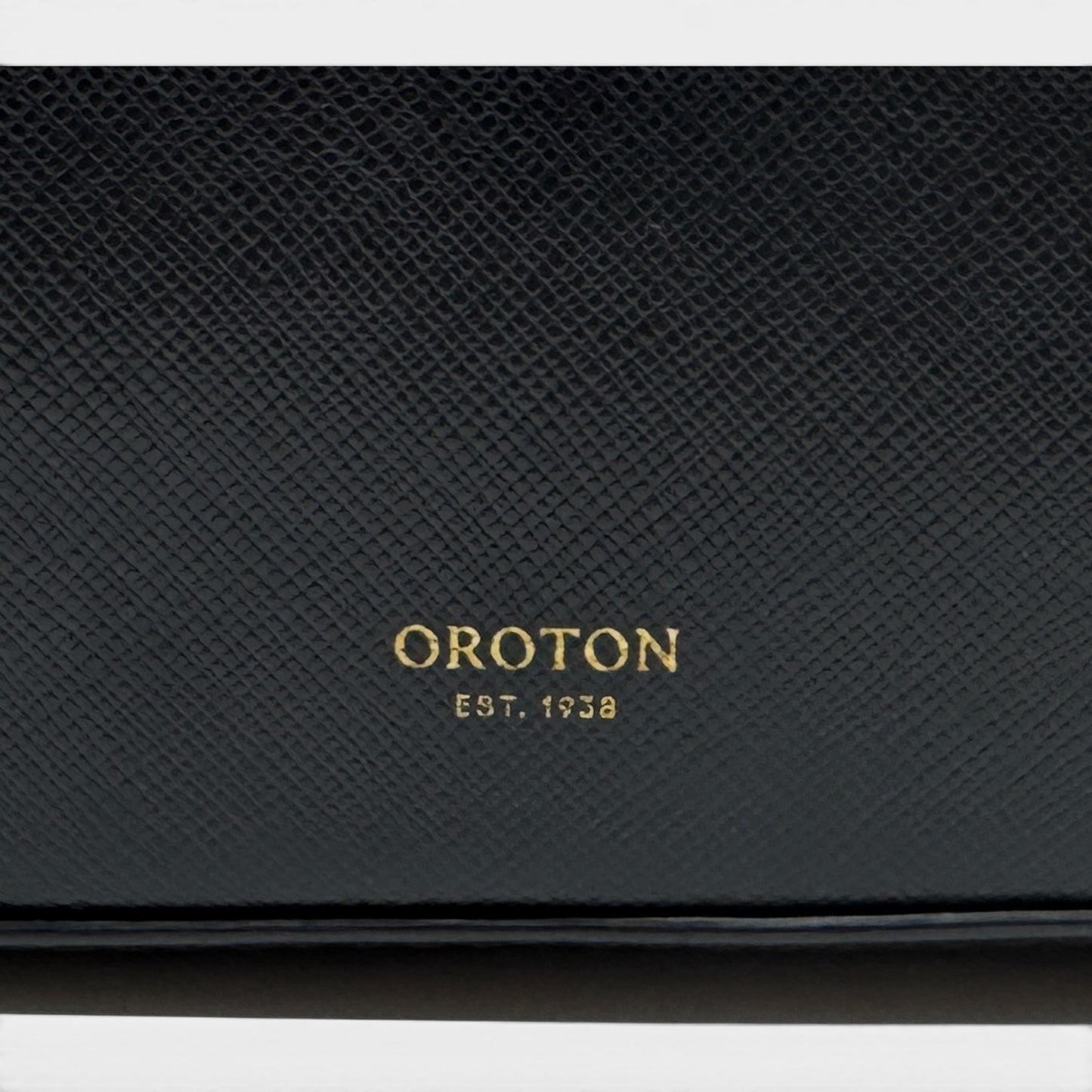 Oroton Black Saffiano Leather Inez Slim Crossbody Bag