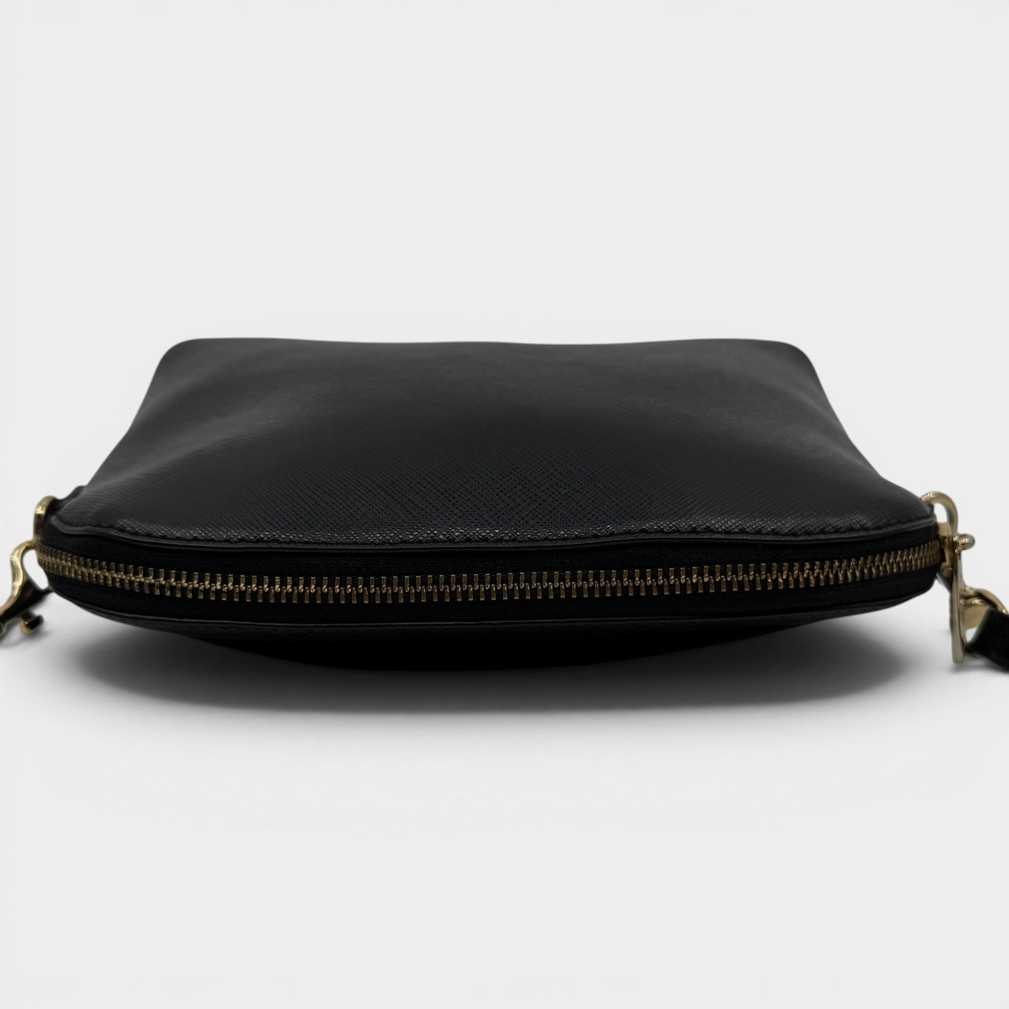 Oroton Black Saffiano Leather Inez Slim Crossbody Bag