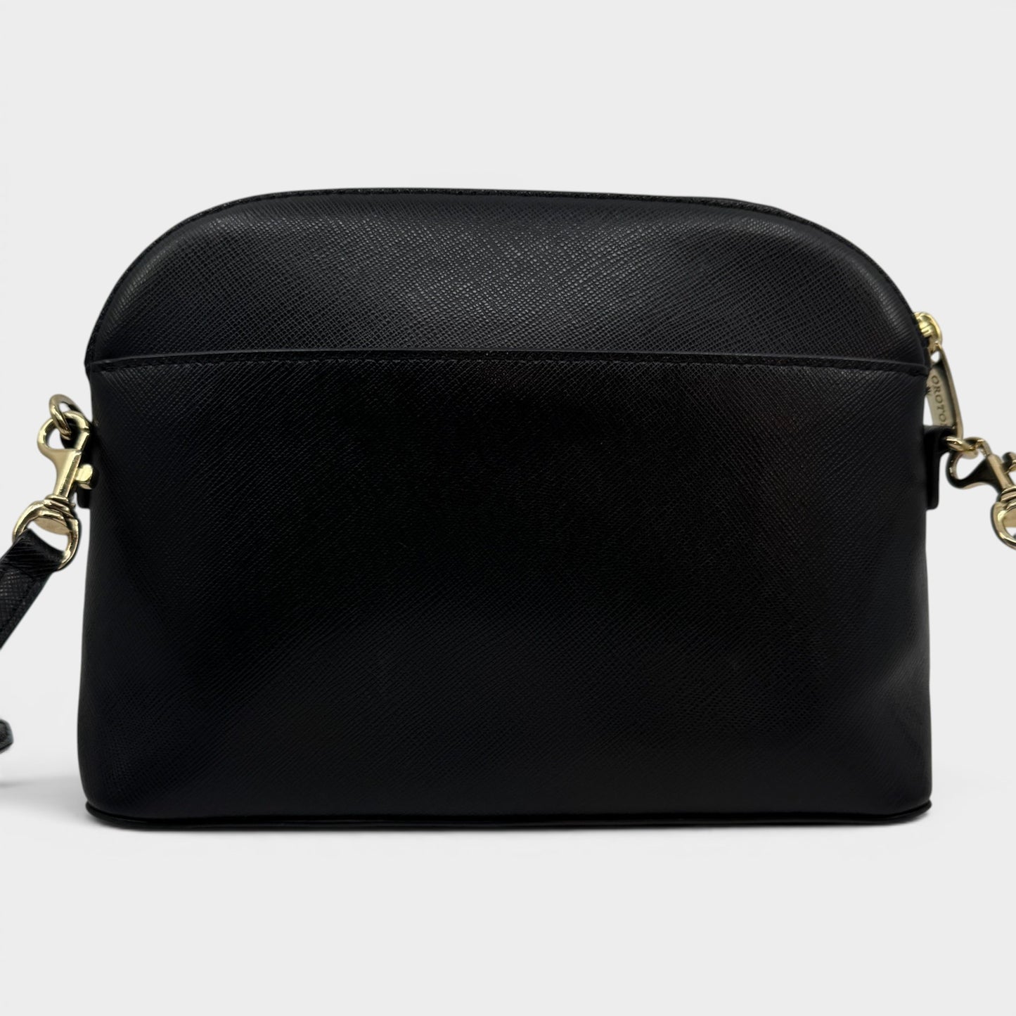 Oroton Black Saffiano Leather Inez Slim Crossbody Bag