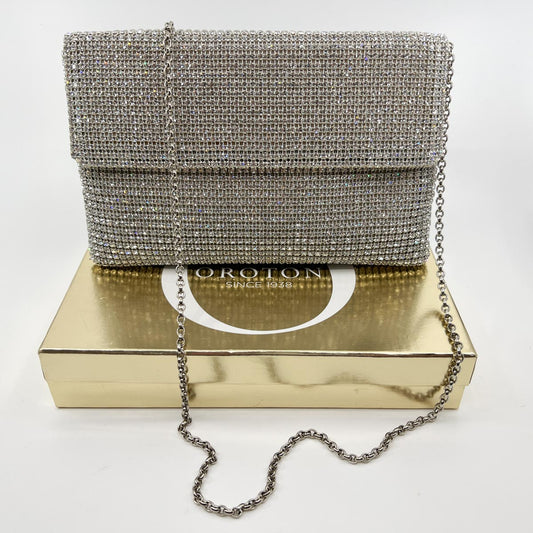Oroton Silver Swarovski Crystal Sublime Clutch Bag
