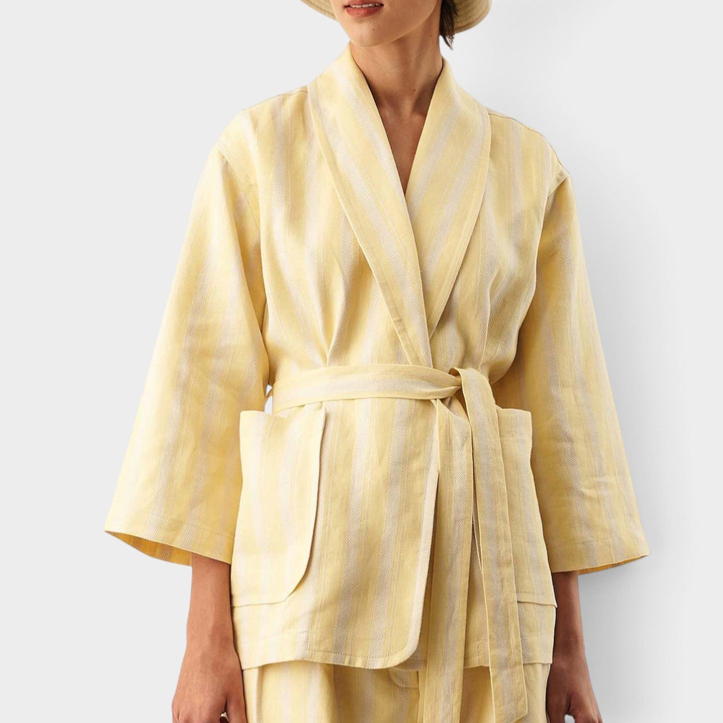 Oroton Yellow Linen Robe Jacket Medium ~ Large