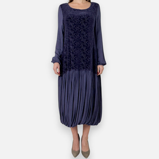 Out of Xile Purple Plum Swirl Chenille Drop Waist Dress 2 ~ Medium ~ AU10-12 [NEW]