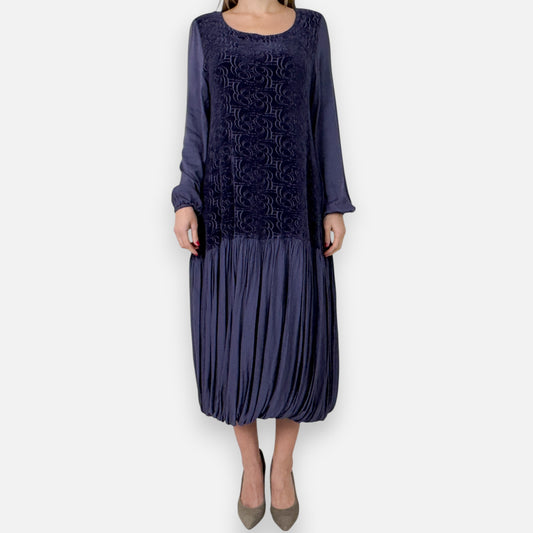 Out of Xile Purple Plum Swirl Chenille Drop Waist Dress 2 ~ Medium ~ AU10-12 [NEW]