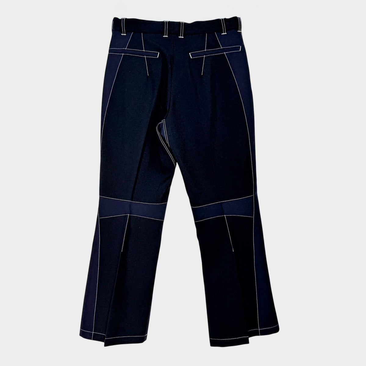 Shiro Sakai Japan Navy Blue Wool Kick Flare Cropped Trousers Medium ~ AU10