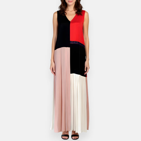 Paul Smith Black Coral Blush Silk Blend Pleated Dress EU40 ~ AU10 [NEW]