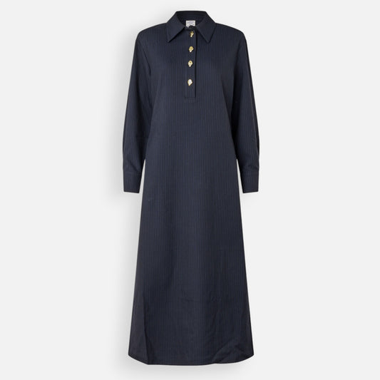 Baum & Pferdgarten Dark Blue Pinstripe Gold Button Annella Dress EU38 ~ AU10-12 [NEW]