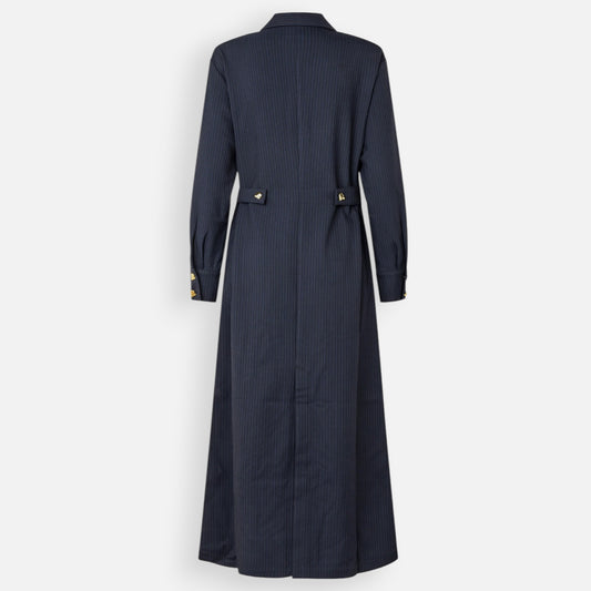 Baum & Pferdgarten Dark Blue Pinstripe Gold Button Annella Dress EU38 ~ AU10-12 [NEW]