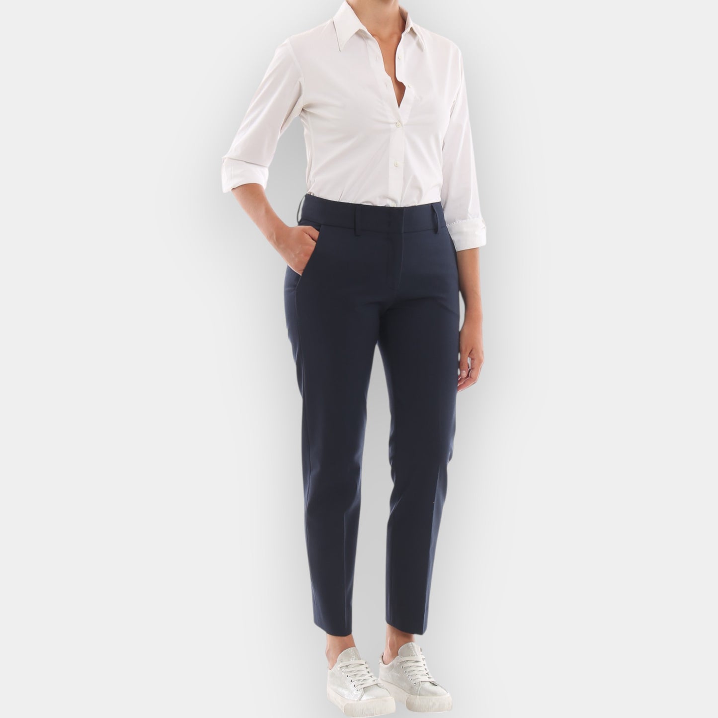 Piazza Sempione 'Kim' Navy Blue Wool Pants IT42 ~ Med ~ AU10 [NEW]