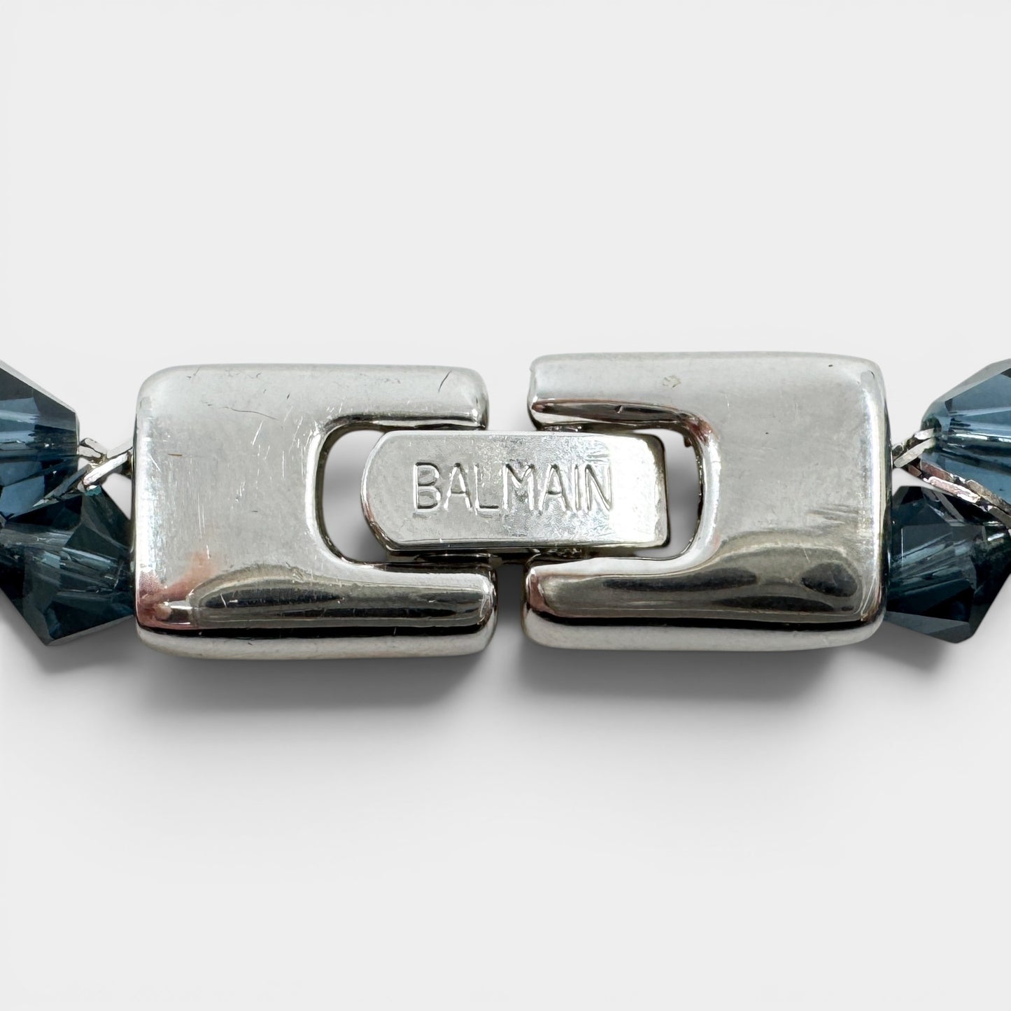 Pierre Balmain Blue Crystal Silver Tone Beaded Bracelet [Vintage]