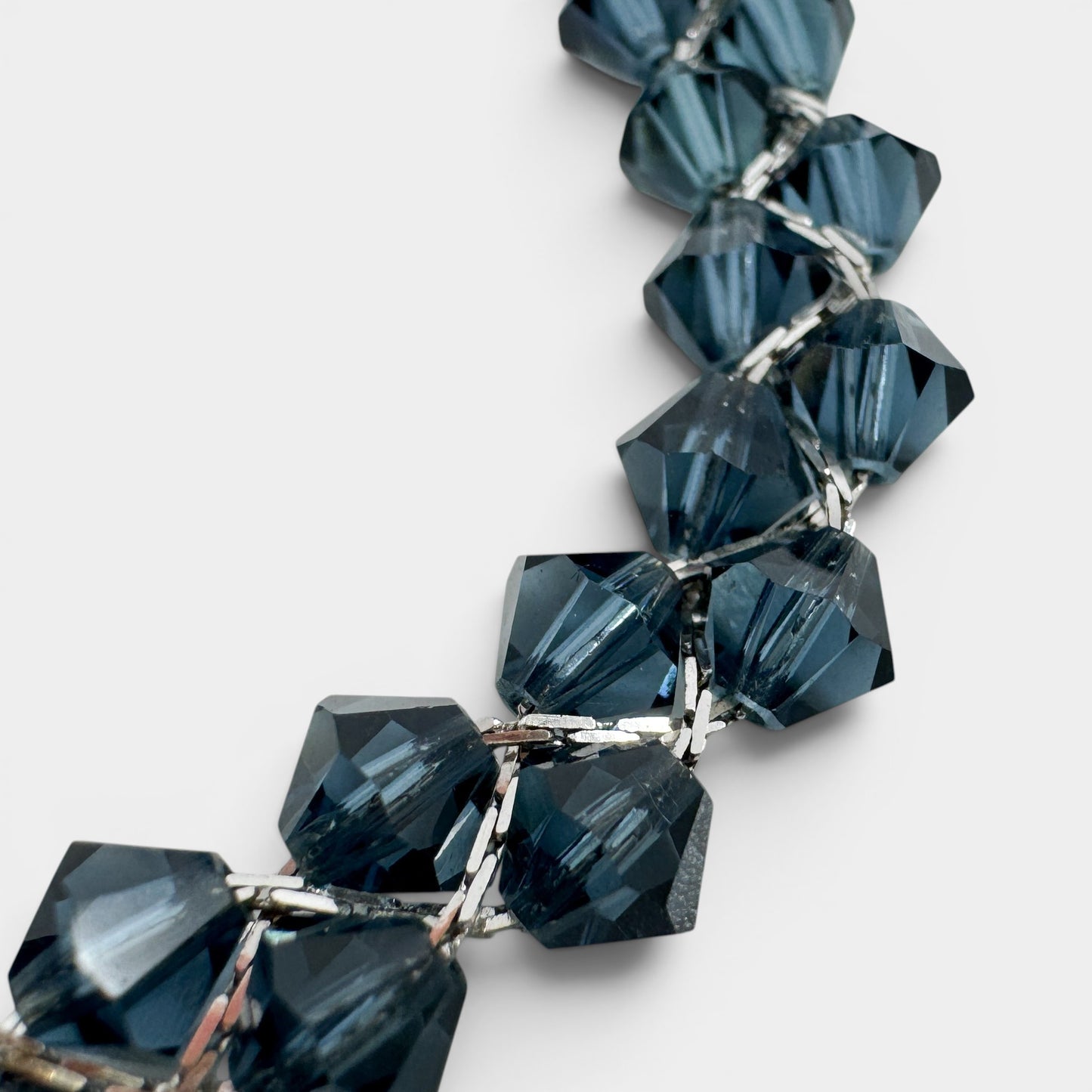 Pierre Balmain Blue Crystal Silver Tone Beaded Bracelet [Vintage]
