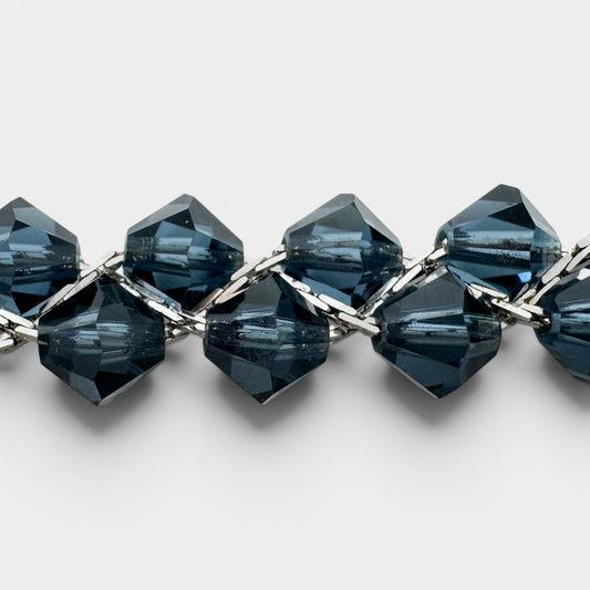 Pierre Balmain Blue Crystal Silver Tone Beaded Bracelet [Vintage]