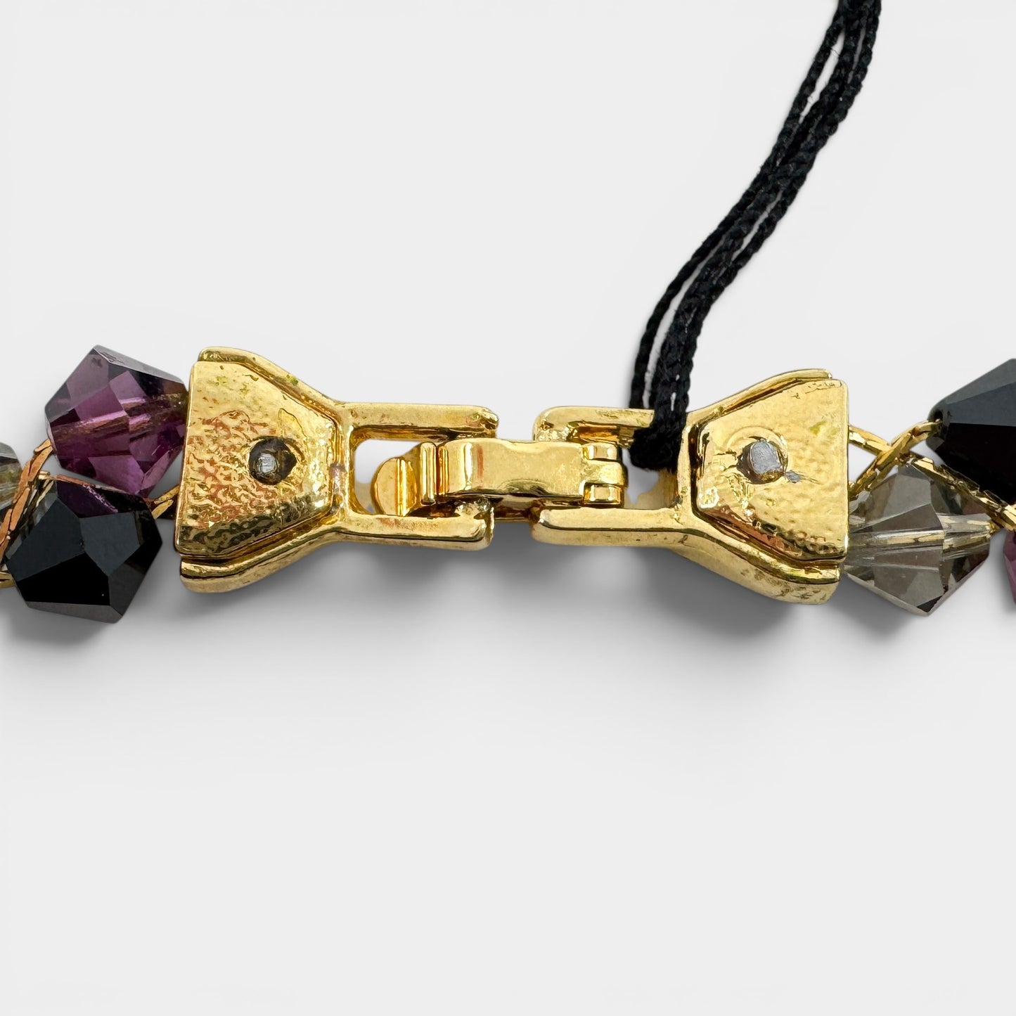 Pierre Balmain Pink Black Crystal Gold Tone Beaded Bracelet [Vintage]
