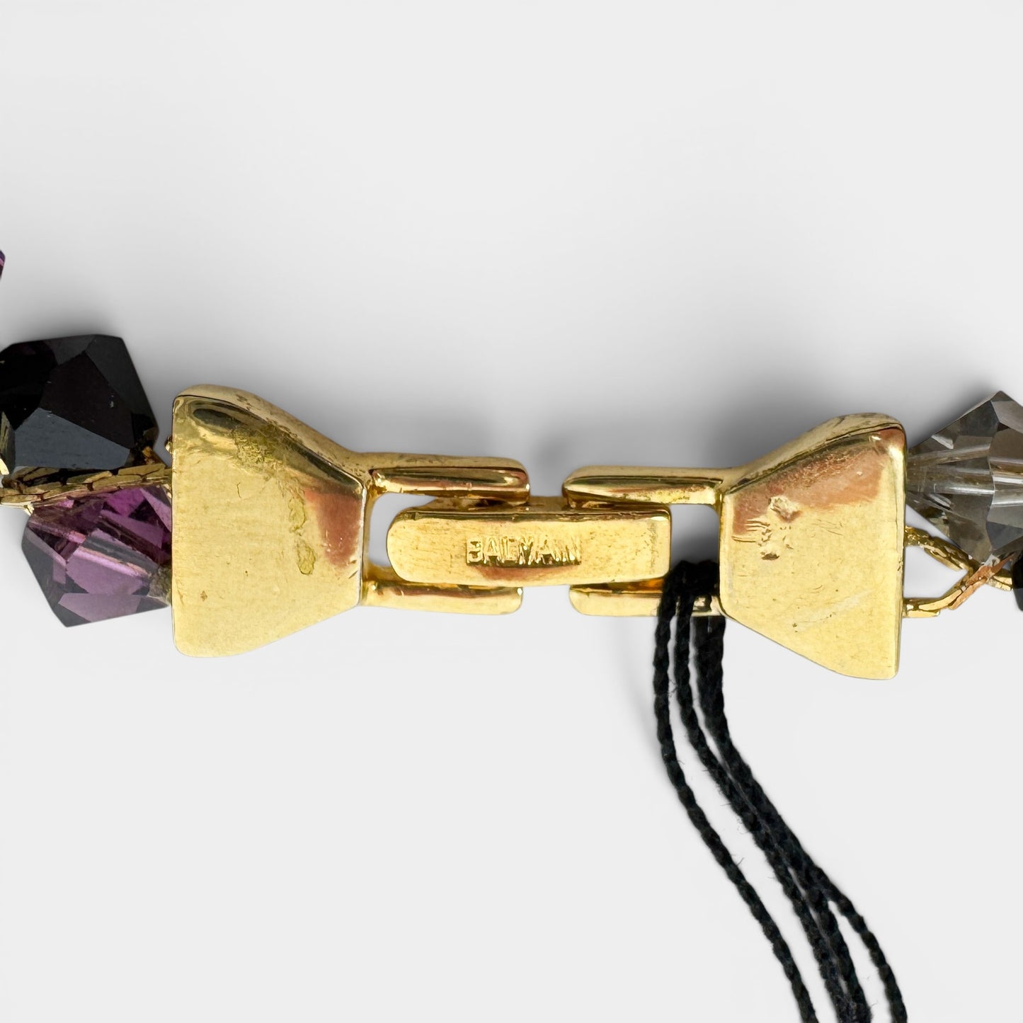 Pierre Balmain Pink Black Crystal Gold Tone Beaded Bracelet [Vintage]