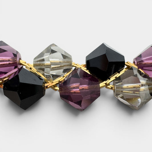 Pierre Balmain Pink Black Crystal Gold Tone Beaded Bracelet [Vintage]