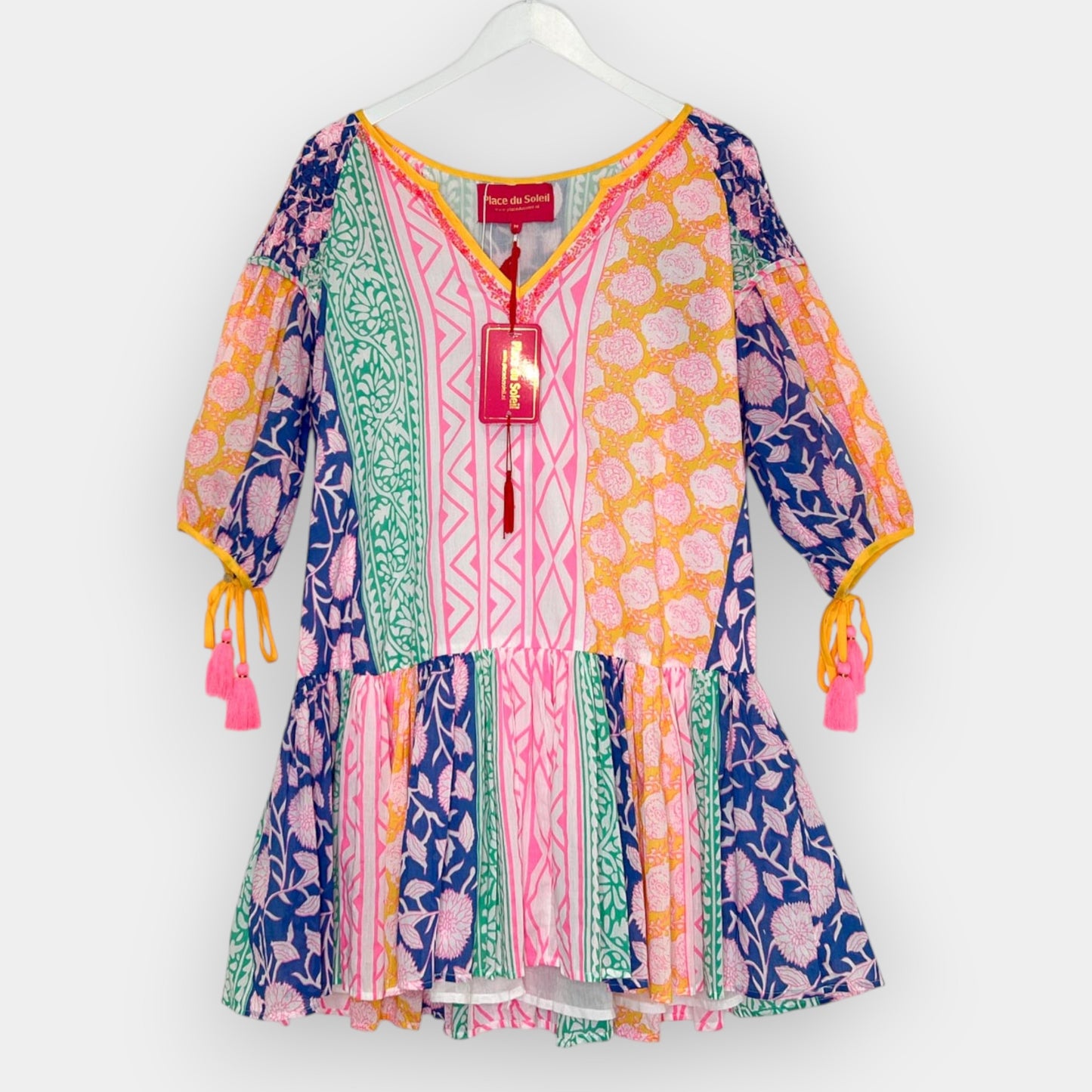 Place du Soleil Multicoloured Short Cotton Dress Medium AU10-12 [NEW]