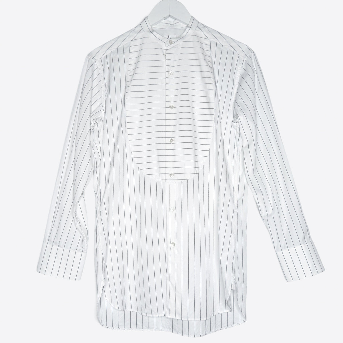 Sébline Off White Pinstripe Cotton Poplin Bunny Shirt EU38 ~ AU8