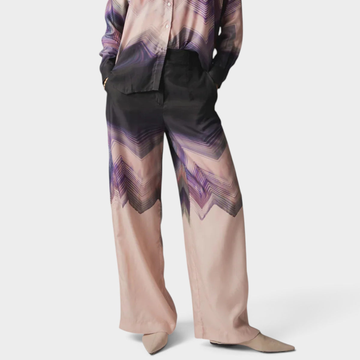 POL Black Purple Armada Cupro Viscose Wide Leg Pants AU12