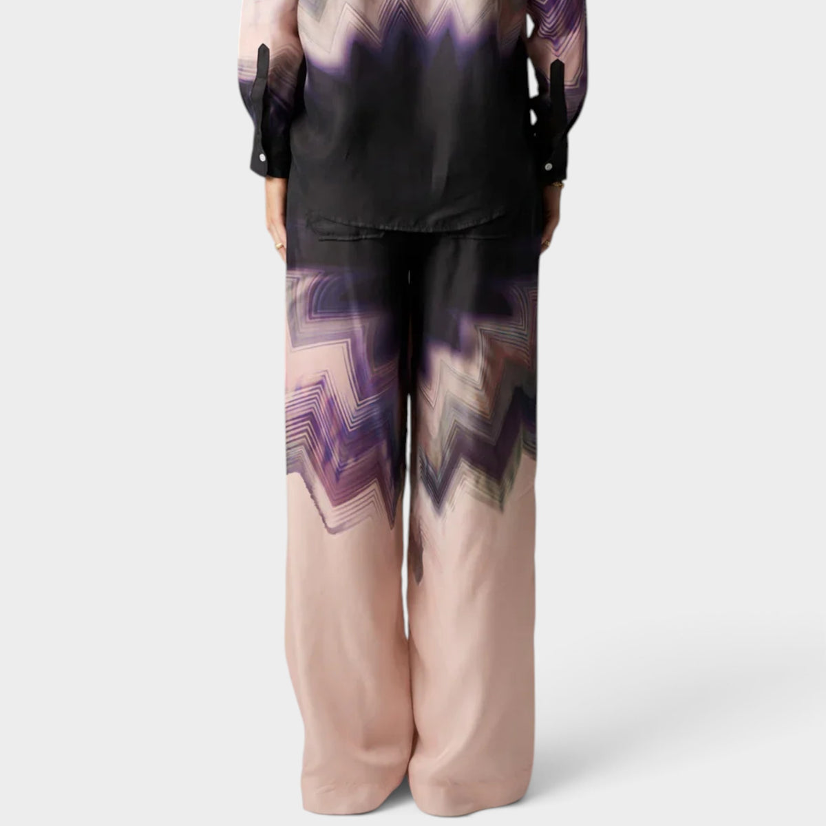 POL Black Purple Armada Cupro Viscose Wide Leg Pants AU12