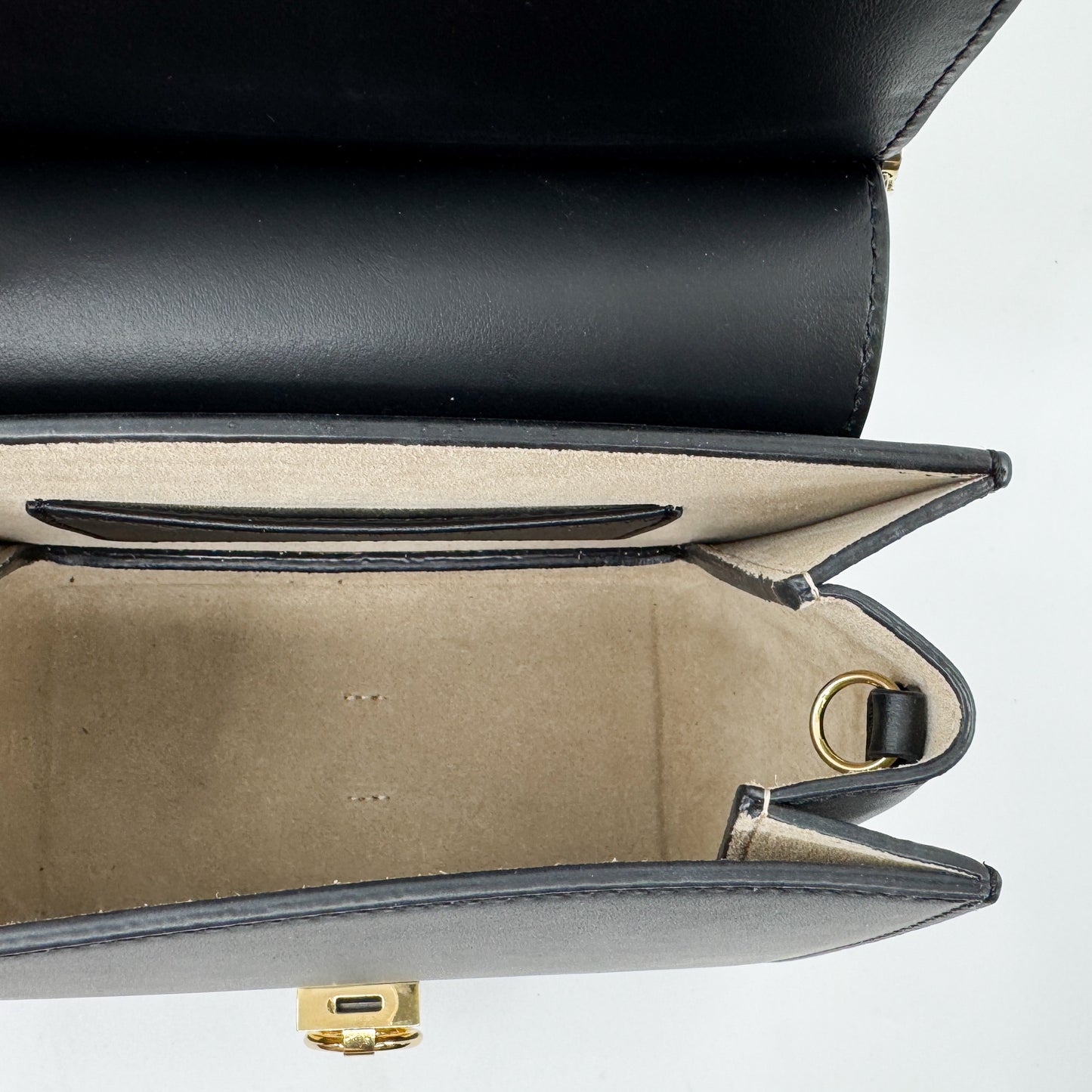 Polene Paris Black Smooth Leather Numéro Sept Mini Bag