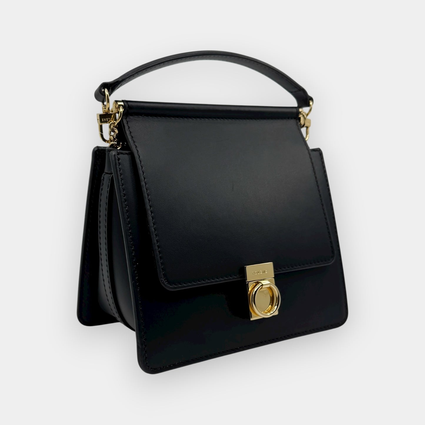 Polene Paris Black Smooth Leather Numéro Sept Mini Bag