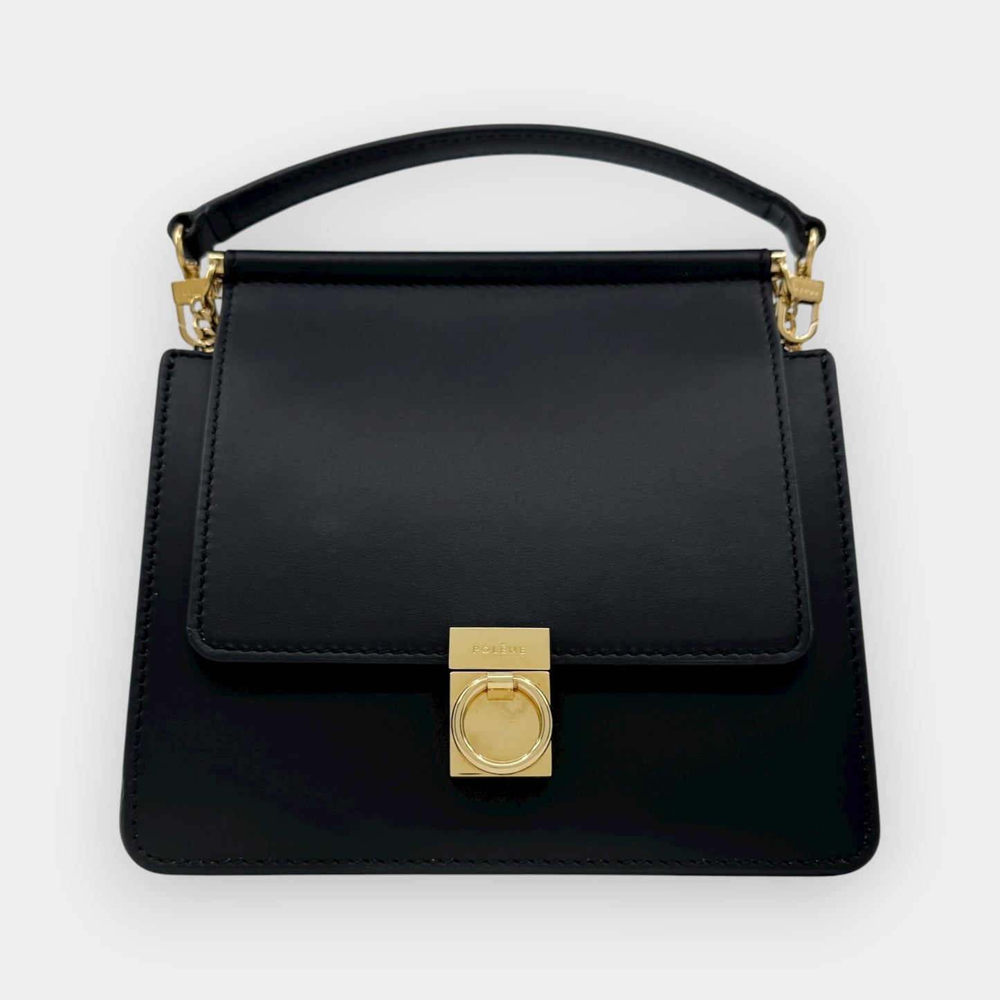 Polene Paris Black Smooth Leather Numéro Sept Mini Bag