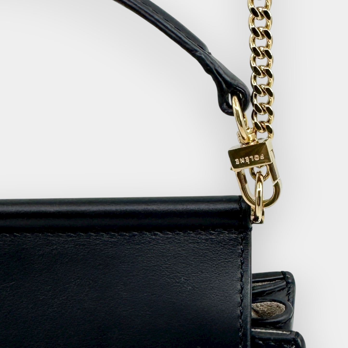 Polene Paris Black Smooth Leather Numéro Sept Mini Bag
