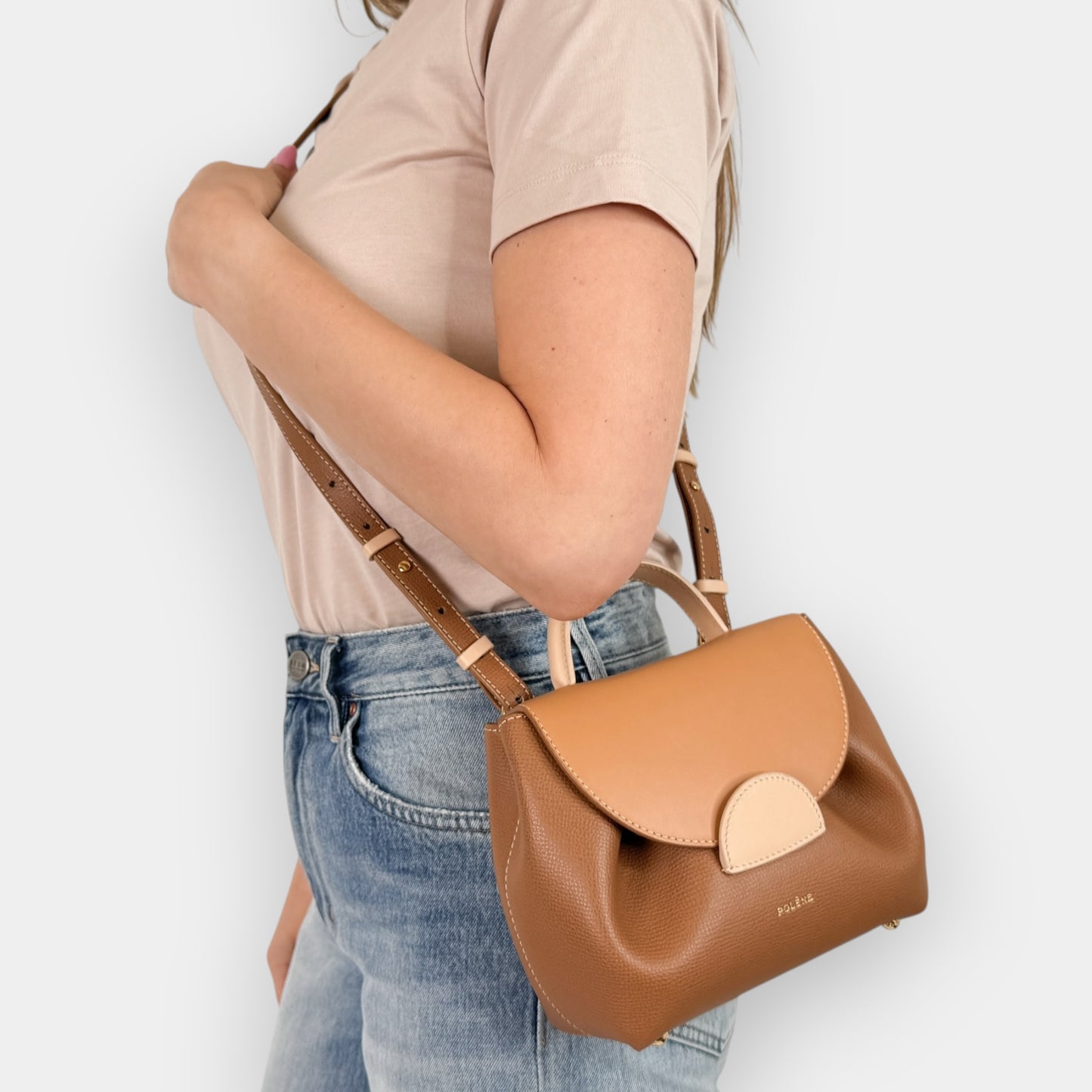 Polene Paris Tan Smooth Leather Numéro Un Nano Bag