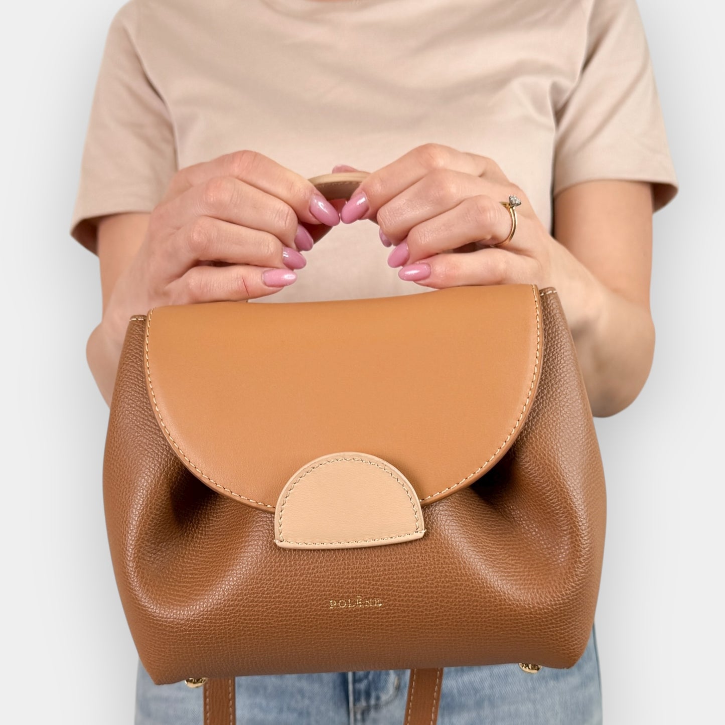 Polene Paris Tan Smooth Leather Numéro Un Nano Bag