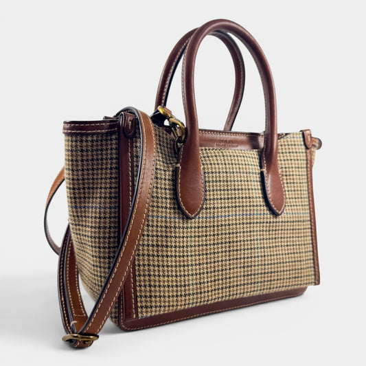 Polo Ralph Lauren Brown Houndstooth Sloane Satchel Bag