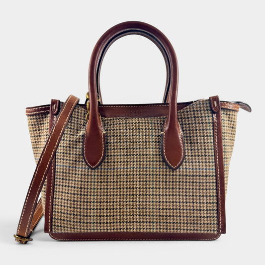 Polo Ralph Lauren Brown Houndstooth Sloane Satchel Bag