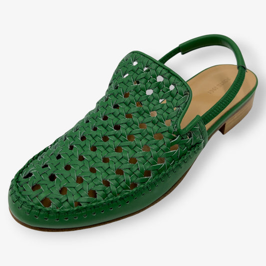 Ports 1961 Green Woven Leather Slingback Shoes EU40 ~ AU9