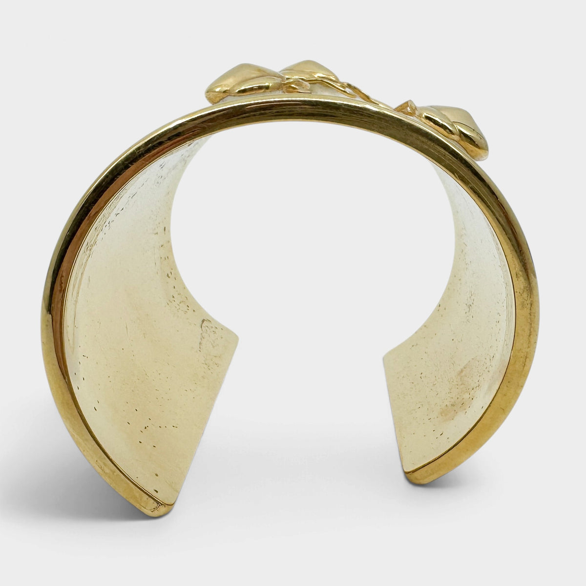 PP from Longwy France Cream Enamel Gold Tone Wide Statement Cuff Bracelet