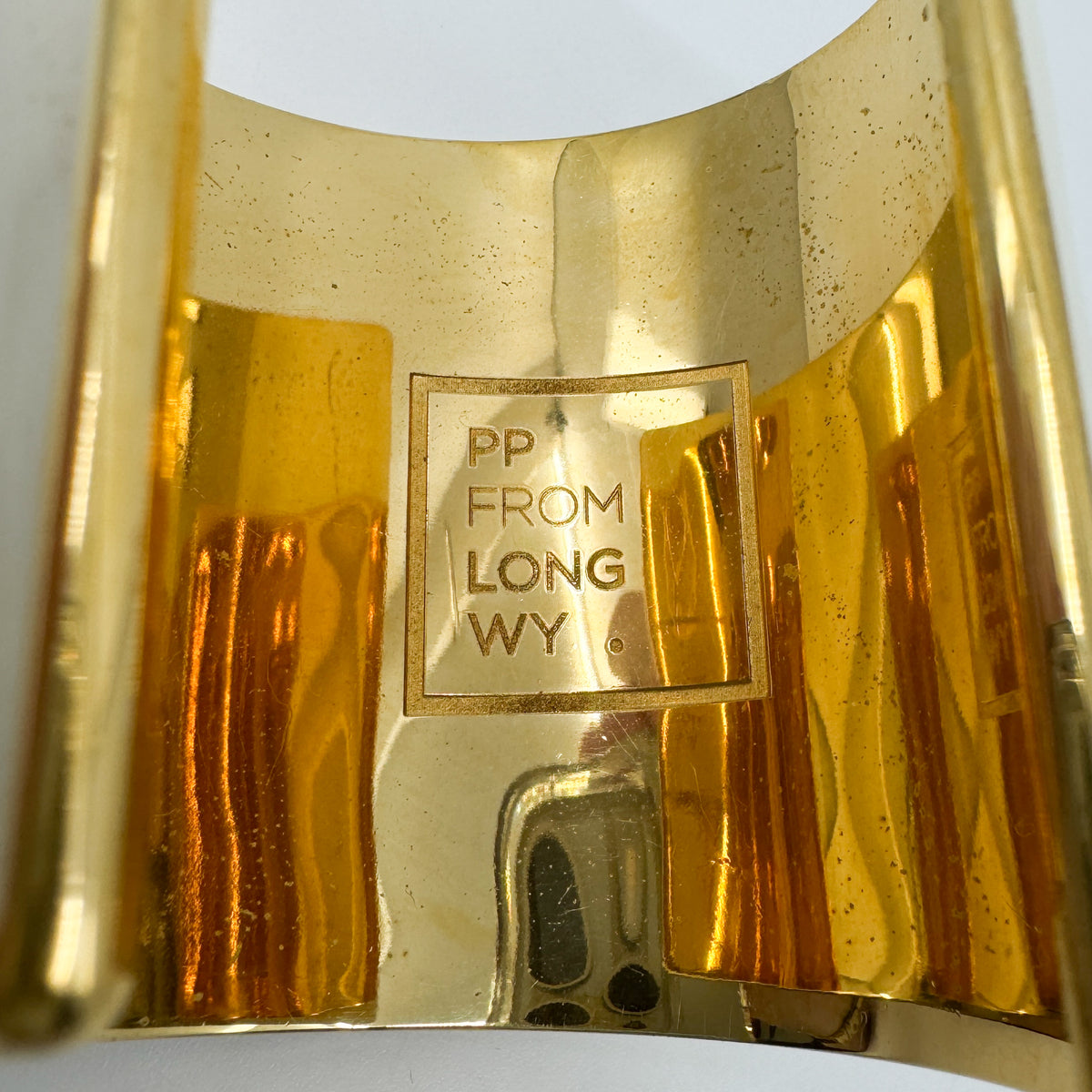 PP from Longwy France Cream Enamel Gold Tone Wide Statement Cuff Bracelet