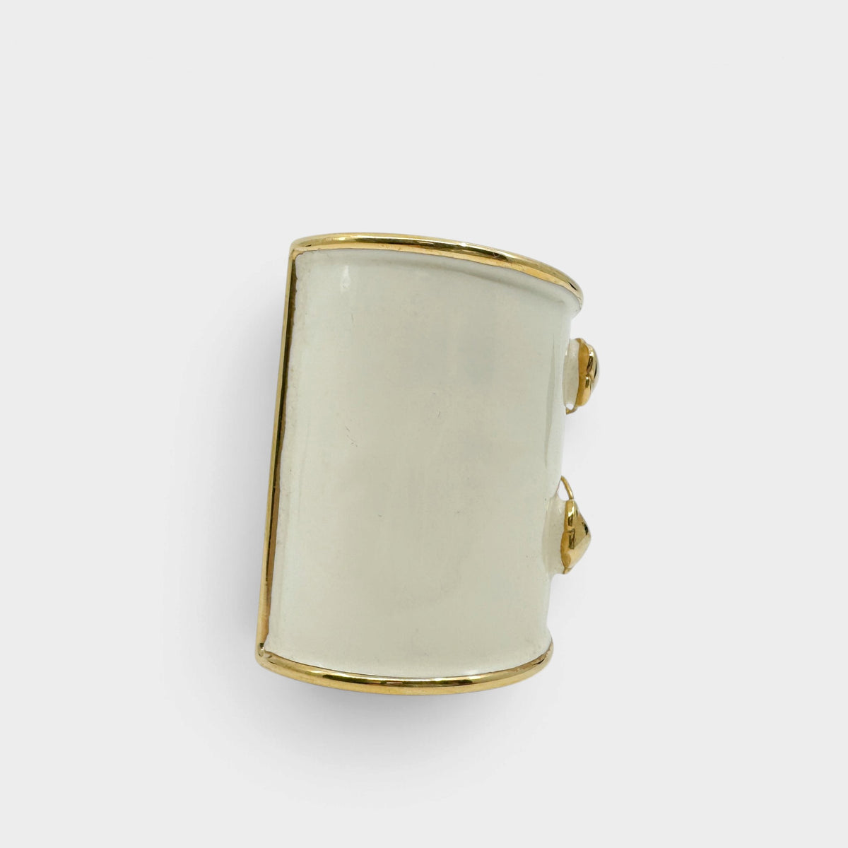 PP from Longwy France Cream Enamel Gold Tone Wide Statement Cuff Bracelet