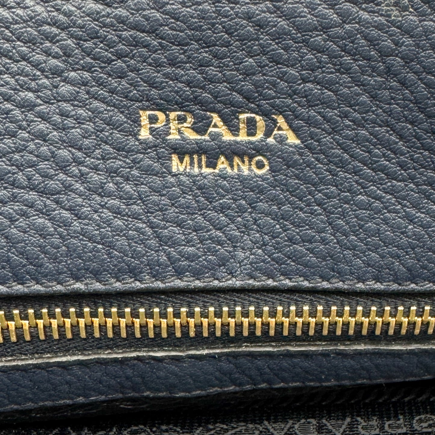 Prada Baltico Blue Vitello Daino Leather Cameo 2-Way Tote Bag