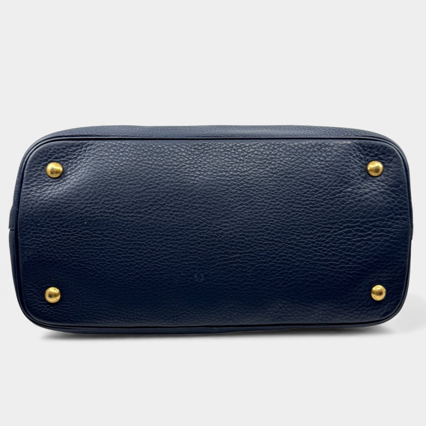 Prada Baltico Blue Vitello Daino Leather Cameo 2-Way Tote Bag