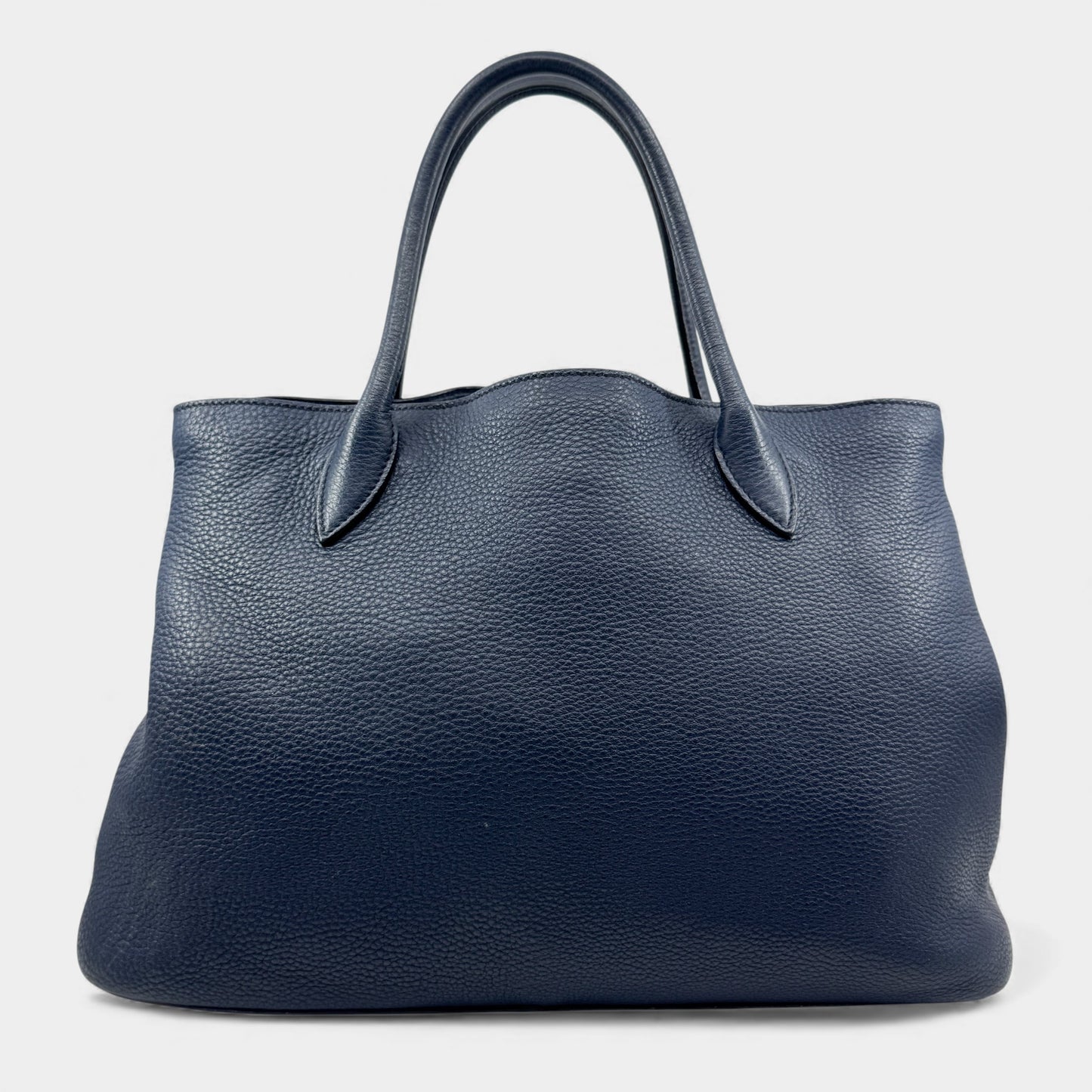 Prada Baltico Blue Vitello Daino Leather Cameo 2-Way Tote Bag