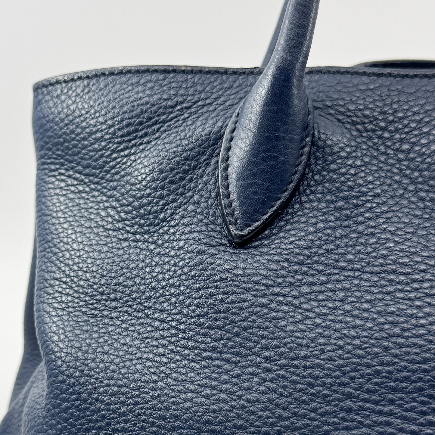 Prada Baltico Blue Vitello Daino Leather Cameo 2-Way Tote Bag