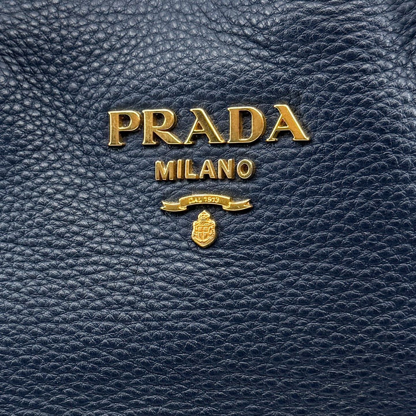 Prada Baltico Blue Vitello Daino Leather Cameo 2-Way Tote Bag