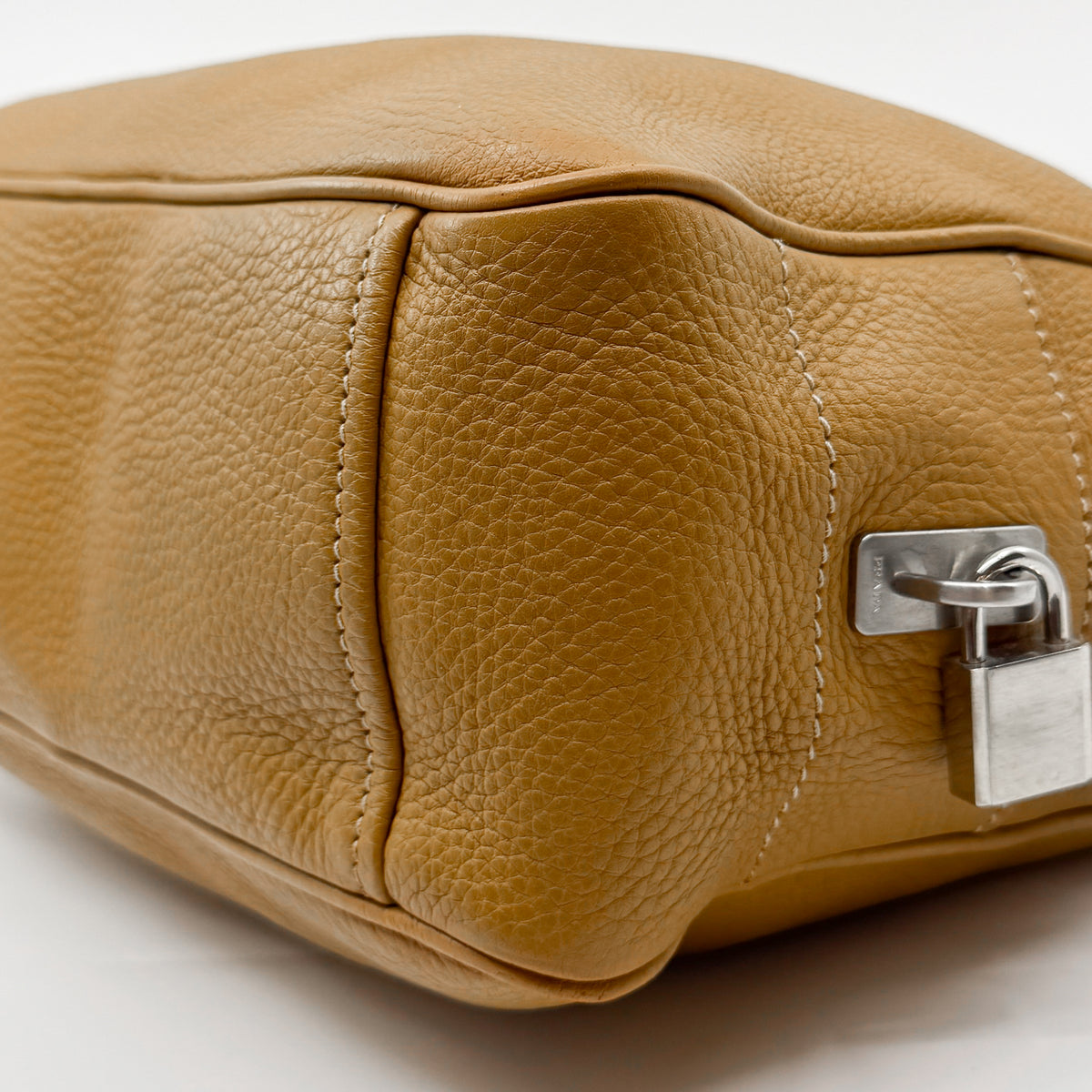 Prada Vitello Daino Mustard Yellow Leather Medium Bauletto Bag