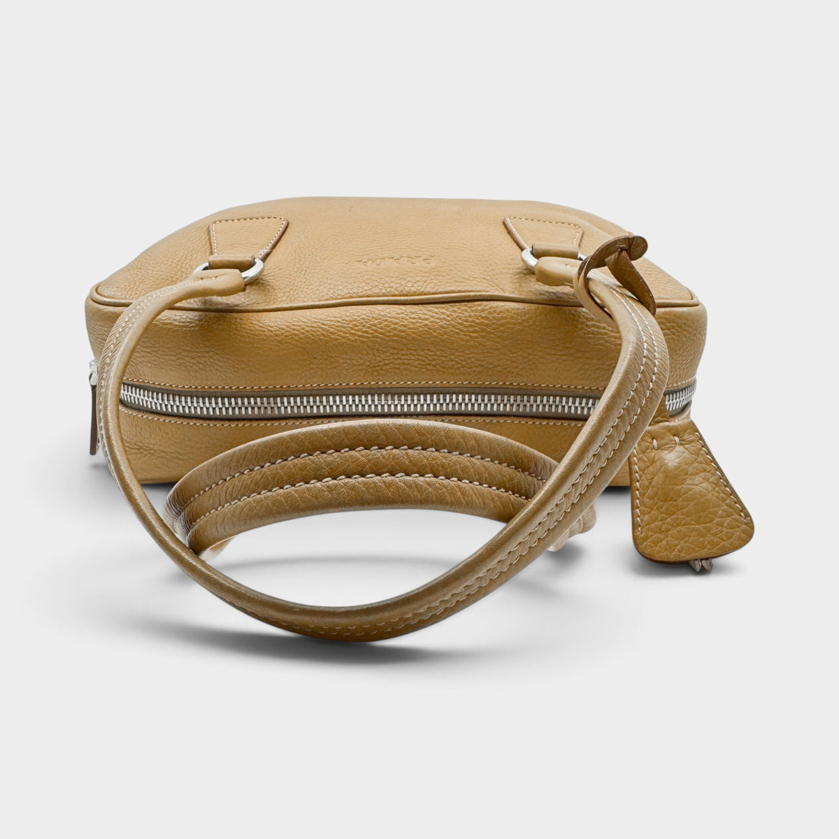 Prada Vitello Daino Mustard Yellow Leather Medium Bauletto Bag
